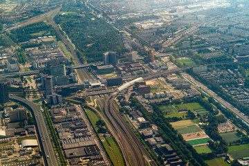 Amsterdam train railway Harbor Aerial view panorama