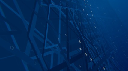 digitally generated image of blue light and stripes moving fast over black background