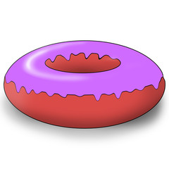 Sweet and beautiful multi-colored donut, illustration,  on a white background.