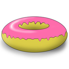 Sweet and beautiful multi-colored donut, illustration,  on a white background.