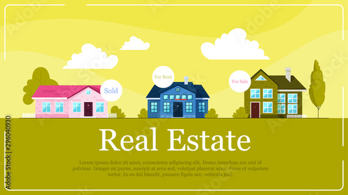 Real Estate Banner Concept Idea Of House For Sale And Rent