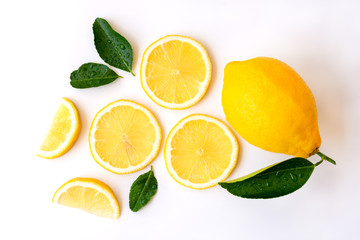 Fototapeta na wymiar Lemon isolated on white background . Top view
