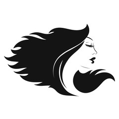 Profile of a girl with beautiful curls of hair