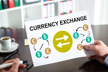 Currency exchange concept on a paper