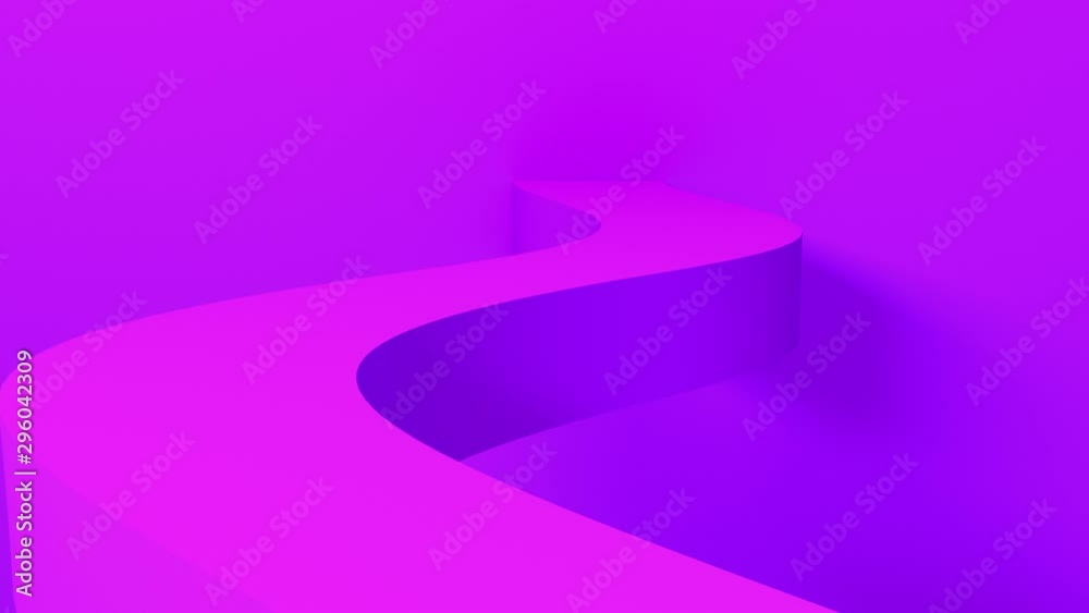 Wall mural 3d render of color shapes and geometric object waves moving. 4k seamless loop animationn footage.