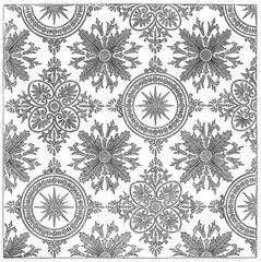 Fabric texture, floral vintage, black and white seamless, home textile, upholstery texture cover.