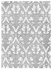 Fabric texture, floral vintage, black and white seamless, home textile, upholstery texture cover.
