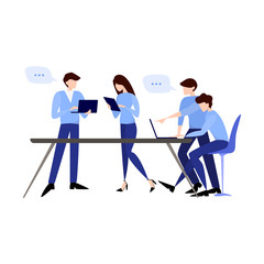 Fototapeta premium Discussion and brainstorming in team concept illustration
