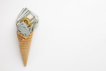 Currency ice cream with copy-space