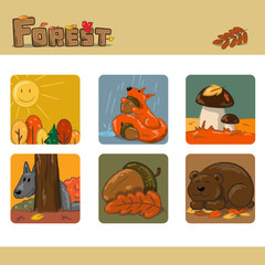 Autumn forest set 2. Vector Illustration
