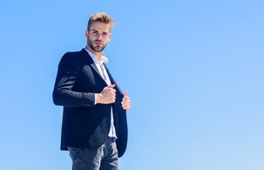 Welcome on board. formal male fashion. modern lifestyle. sexy macho man. male grooming. confident businessman. Handsome man fashion model. Bearded guy business style. success concept. realtor agency