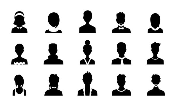 Set of vector men and women with business avatar profile picture. Avatars silhouette