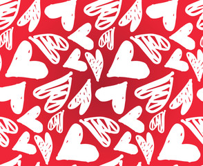Fototapeta na wymiar Beautiful hand drawn doodle pattern background with hearts