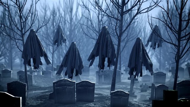 Flying Ghosts in the Cemetery
