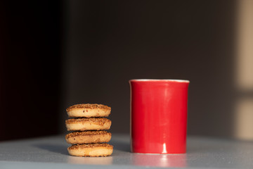 cup of coffee and cookies