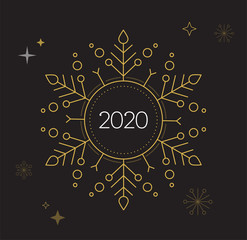 Happy New Year, Merry christmas background with clean modern design of geometric snowflakes