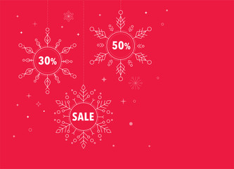 Happy New Year, Merry christmas background with clean modern design of geometric snowflakes