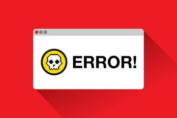 Stop page. Skull icon. Error window in flat style, vector design object for you projects