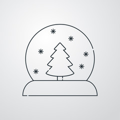 Icono plano lineal bola de nieve en fondo gris