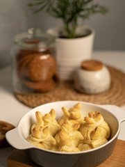 baking pastry stuffed in a pan