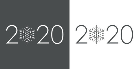 Logotipo 2020 con copo de nieve en gris y blanco
