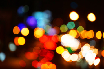 Abstract bokeh street night light background.