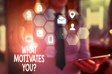 Word writing text What Motivates Youquestion. Business photo showcasing know reasons why you want to wake up each morning