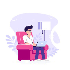 Home office concept design, flat style illustration