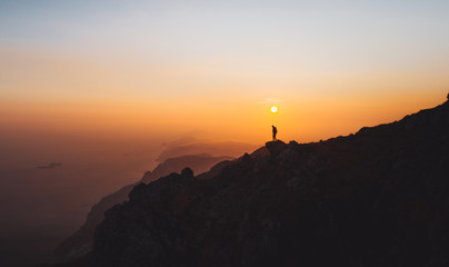 climbing during the sunset