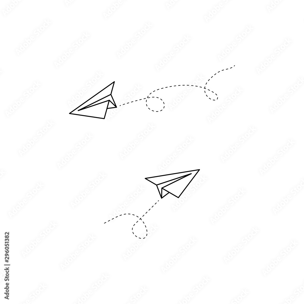 Poster two plane vector icons. plane icons. airplane vector icon. sketch of paper airplane in linear and mo