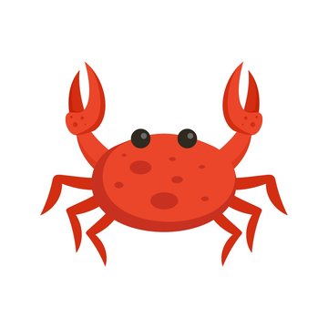 Red crab icon. Flat illustration of red crab vector icon for web design