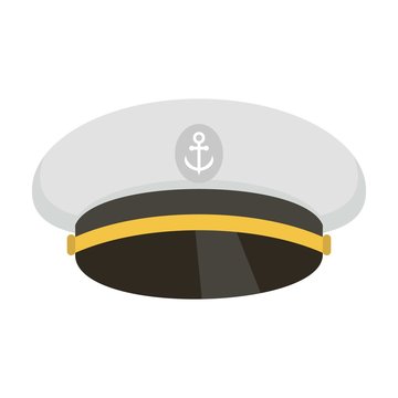 Ship captain cap icon. Flat illustration of ship captain cap vector icon for web design
