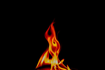 Fire flames on black background