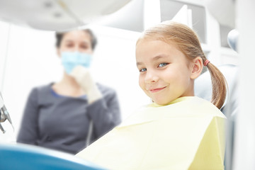 Young girl at the pediatric dentistry clinic.