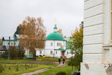 Russia,Vologda region,Kirillov district, the village of Goritsy, - 2 October 2019, Goritsky convent in a raining weather