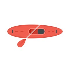 Top view kayak icon. Flat illustration of top view kayak vector icon for web design