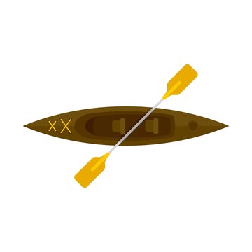 recommend clip art: Wood top view kayak icon. Flat illustration of wood top view kayak vector icon for web design