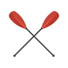 Metal crossed oars icon. Flat illustration of metal crossed oars vector icon for web design - obrazy, fototapety, plakaty