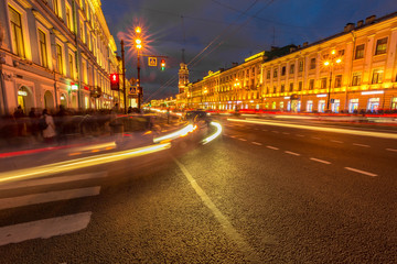 Fototapeta na wymiar evening Nevsky prospect. Saint Petersburg