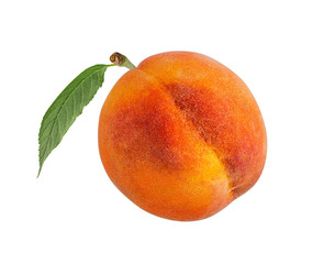 Peach isolated on white background with clipping path