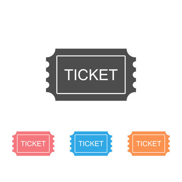 Ticket Icon Set. Pass, Permission or Admission Symbol, Vector Illustration Logo Template. Presented in Glyph Style for Design Websites, Presentation or Mobile