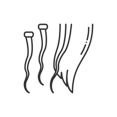 Hair extension black line icon. Hairdresser services. Professional hair styling. Beauty industry. Pictogram for web page, promo.