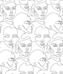 One line seamless pattern. Continuous line drawing background.