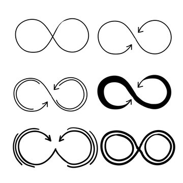 Eternity icon. Mobius line vector logo infinity symbols with handdrawn doodle style vector