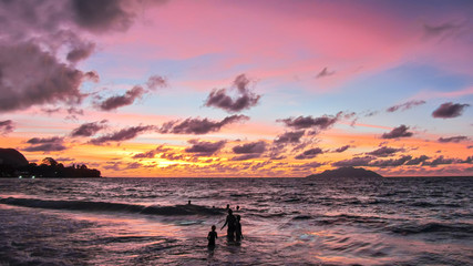 tropical island sunset