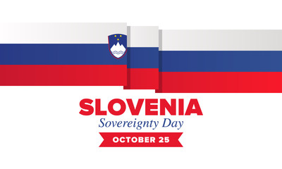Sovereignty Day in Slovenia. National happy holiday, celebrated annual in October 25. Slovenia flag. Patriotic elements. Poster, card, banner and background. Vector illustration