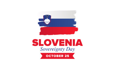 Sovereignty Day in Slovenia. National happy holiday, celebrated annual in October 25. Slovenia flag. Patriotic elements. Poster, card, banner and background. Vector illustration