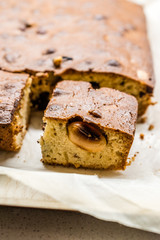Blondie Brownie with Peanut Butter, White Chocolate and Roasted Peanuts. Homemade Cake Dessert / Blonde Brownie Pieces.