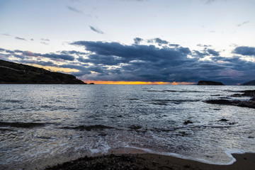 Cloudscape at sunset of the coast of East Attica in Greece