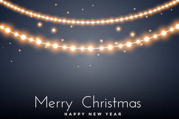 Glowing Christmas lights isolated realistic design elements. Garlands, Christmas decorations lights effects